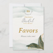 緑の金ゴールドブライダルシャワーが卓上カードを引き立てる 招待状 (正面)