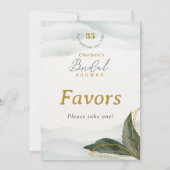 緑の金ゴールドブライダルシャワーが卓上カードを引き立てる 招待状 (裏面)