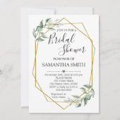 緑の金ゴールドブライダルシャワーミニマ結婚リスト 招待状 (正面)