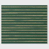 緑の金ゴールドブラシストロークのストライプ ラッピングペーパー (フラット)