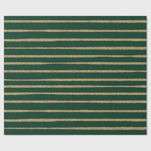 緑の金ゴールドブラシストロークのストライプ ラッピングペーパー (フラット)