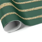 緑の金ゴールドブラシストロークのストライプ ラッピングペーパー (ロールコーナー)