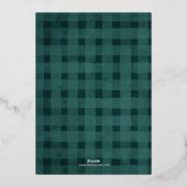 緑の金ゴールドプレイド非伝統的写真コラージュ 箔シーズンカード (裏面)