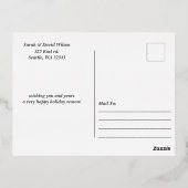 緑の金ゴールドプレイド非伝統的写真コラージュ 箔シーズンポストカード (裏面)