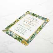 緑の金ゴールドホイ葉ルシンプルの結婚 箔招待状 (回転した状態)