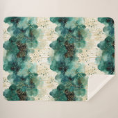 緑の金ゴールドホワイトツリーズクリスマス シェルパブランケット (正面(横))