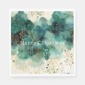 緑の金ゴールドホワイトツリーズクリスマス スタンダードランチョンナプキン (正面)