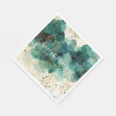 緑の金ゴールドホワイトツリーズクリスマス スタンダードランチョンナプキン (角)