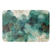 緑の金ゴールドホワイトツリーズクリスマス バスマット (正面)