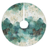 緑の金ゴールドホワイトツリーズクリスマス ブラッシュドポリエステルツリースカート (正面)