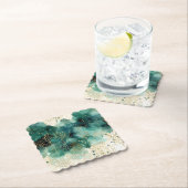 緑の金ゴールドホワイトツリーズクリスマス ペーパーコースター (インサイチュ)