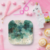 緑の金ゴールドホワイトツリーズクリスマス ペーパープレート (パーティー)