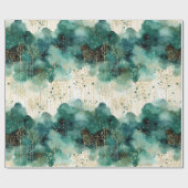 緑の金ゴールドホワイトツリーズクリスマス ラッピングペーパー (フラット)