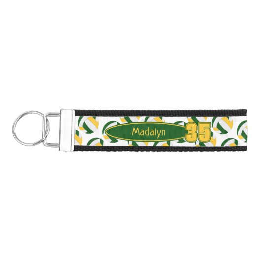 緑の金ゴールドホワイトバレーボールアスリート名 リストバンドキーホルダー (鍵左)