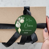 緑の金ゴールドホワイトボードクリスマス ラウンドシール