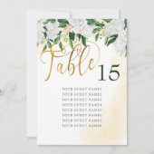 緑の金ゴールドホワイト牡丹バラフローラシーティングチャート 招待状 (正面)