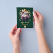 緑の金ゴールドボーブルのビジネス写真クリスマスカード チラシ (手)