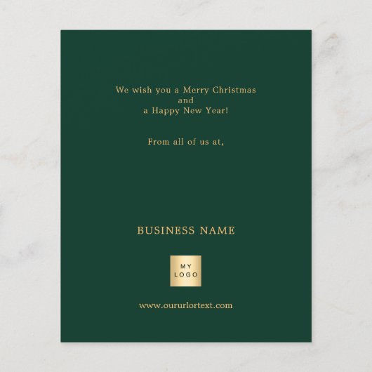 緑の金ゴールドボーブル写真ビジネスのクリスマスカード (裏面)
