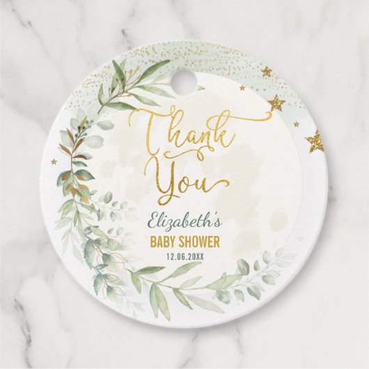 緑の金ゴールドムーントゥインクルリトルスターベビーシャワー フェイバータグ (正面)