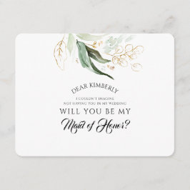 緑の金ゴールドメイド・オブ・オーナー（花嫁付き添い人）/ブライドメイド提案 招待状