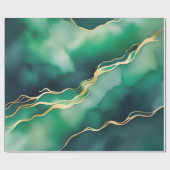 緑の金ゴールドメタリック大理石 ラッピングペーパー (フラット)