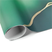 緑の金ゴールドメタリック大理石 ラッピングペーパー (ロールコーナー)