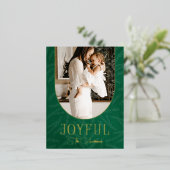 緑の金ゴールドモダンのアーチ喜ばしい写真 箔シーズンポストカード (立ち正面)