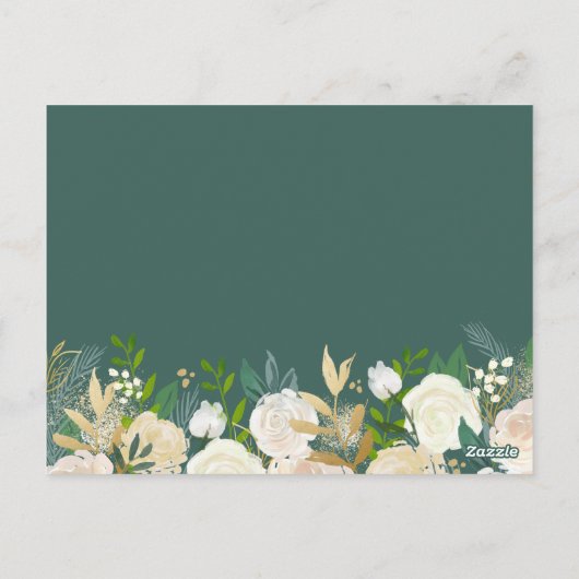緑の金ゴールドモダンフローラワードのアドバイスカード ポストカード (裏面)