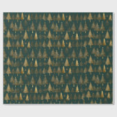 緑の金ゴールドモダン幾何シンプルクリスマスツリー ラッピングペーパー (フラット)