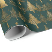 緑の金ゴールドモダン幾何シンプルクリスマスツリー ラッピングペーパー (ロールコーナー)