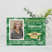 緑の金ゴールドモダン《写真》ぼけ味バブル写真卒業 招待状 (スタンド正面)