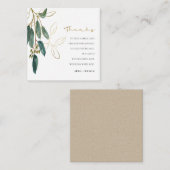 緑の金ゴールドユーカリの葉の水色ありがとう ノートカード (正面/裏面)