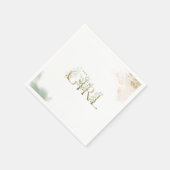 緑の金ゴールドユーカリ女の子の赤ちゃんシャワー スタンダードカクテルナプキン (角)