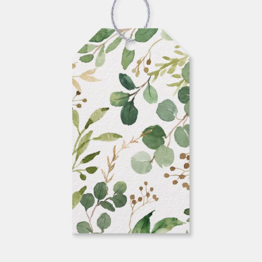 緑の金ゴールドユーカリ赤ちゃんシャワー ギフトタグ (裏面)