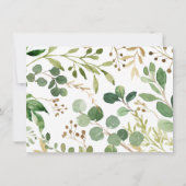 緑の金ゴールドユーカリ赤ちゃんシャワー サンキューカード (裏面)