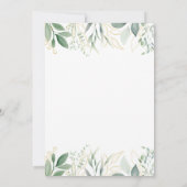 緑の金ゴールドユーカリ赤ちゃんシャワー 招待状 (裏面)