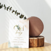 緑の金ゴールドユーカリOhベビーシャワー 招待状