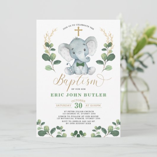 緑の金ゴールドリトルマンエレファントボウタイバプテスマ 招待状 (スタンド正面)