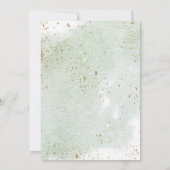 緑の金ゴールドリース水の色日付を保存 招待状 (裏面)