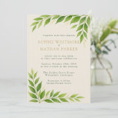 緑の金ゴールドリーフ水カラー結婚式招待状 招待状 (スタンド正面)