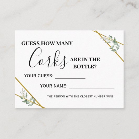 緑の金ゴールド何個のコルク二言語ゲームカード プレイスカード (正面)