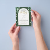 緑の金ゴールド写真ウェディング招待バジェットフライヤー チラシ (手)