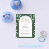 緑の金ゴールド写真ウェディング招待バジェットフライヤー チラシ (シングル)