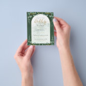 緑の金ゴールド写真ウェディング招待予算 チラシ (手)