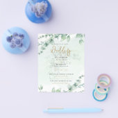 緑の金ゴールド写真ウェディング招待予算 チラシ (シングル)