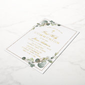 緑の金ゴールド初の聖餐式 箔招待状 (回転した状態)