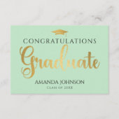 緑の金ゴールド大学院生の知恵の卒業 エンクロージャーカード (正面)