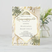 緑の金ゴールド大理石の幾何学的なキンセアニラ 招待状 (スタンド正面)