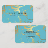 緑の金ゴールド大理石の斑点のある背景 名刺 (正面/裏面)