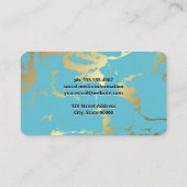 緑の金ゴールド大理石の斑点のある背景 名刺 (裏面)